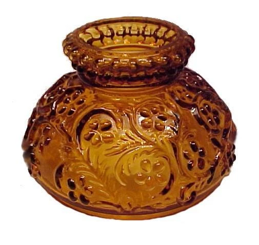 Oil Lamp Shade Amber Gold Glass 4 inch Miniature Forget-Me-Nots Mini Student 2