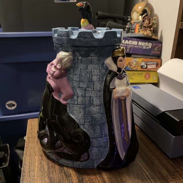 DISNEY VILLAINS COOKIE Jar - Maleficent Ursula Evil Queen 11.5” EUC No