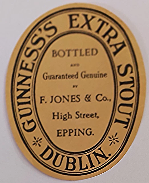 Guinness's Extra Stout bottle label bottled by F.Jones, Epping