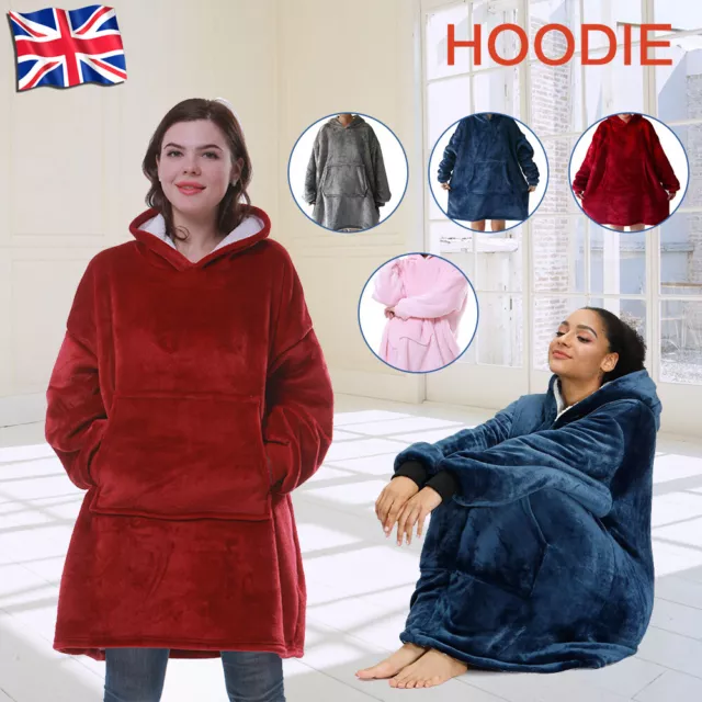 Adult Hooded Snuggle Blanket Super Soft Fleece Sherpa Warm Wearable Hoodie Robe