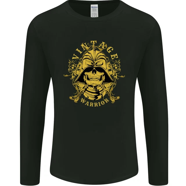 Vintage Warrior Samurai Bushido MMA Skull Mens Long Sleeve T-Shirt
