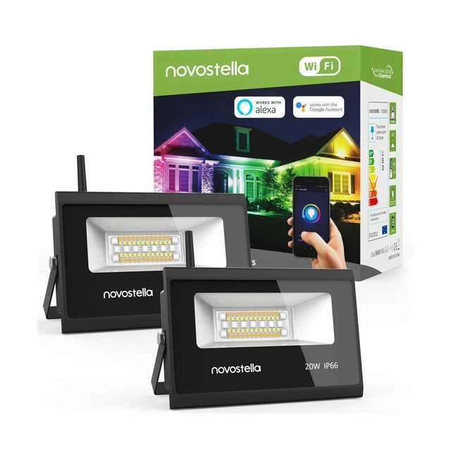 Faretto Novostella smart LED RGB App Alexa Google WIFI 20W IP66 - 14x - COME NUOVO