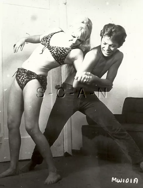 Org Vintage 1960s Semi Nude RP- 3 Well Endowed Women Undress- In Bra-  Stockings