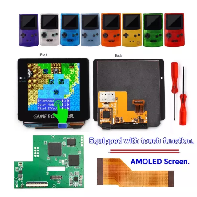 HISPEEDIDO Touch GBC OLED Screen OSD Menu Kits W/Pre-cut Shell For GameBoy Color