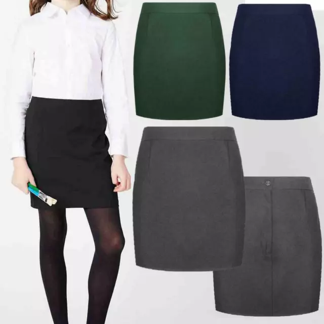 Girls Plain Pencil Skirt Ladies Office Work Wear Kids School Uniform Short Dress