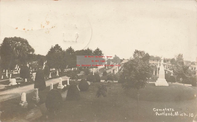 MI, Portland, Michigan, RPPC, Cemetery, 1908 PM, Photo