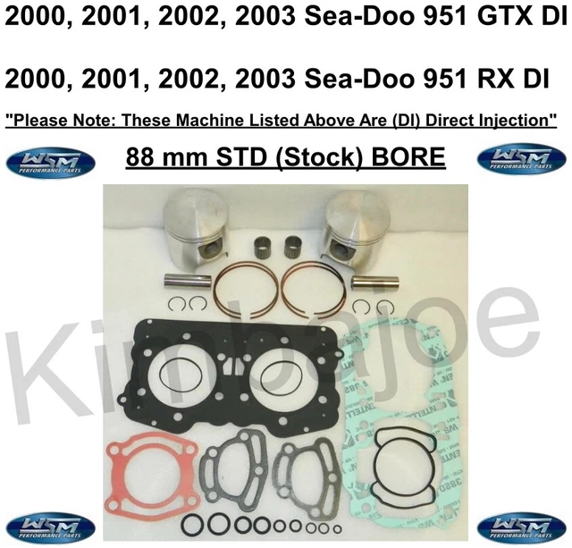 SEA DOO 951 DI GTX RX Listed 88 mm STD (Stock) BORE WSM Piston Kits