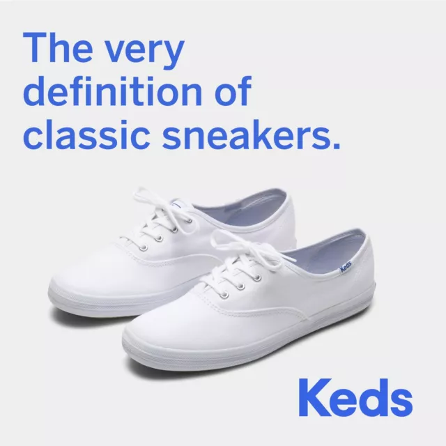 Keds Women's Champion Lace Up Sneakers, White Canvas, 8 Wide