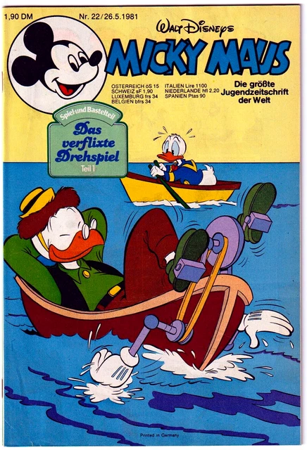 MICKY MAUS HEFT NR 22 JAHRGANG 1981 mit Bastelteil, Ehapa, Bastei,