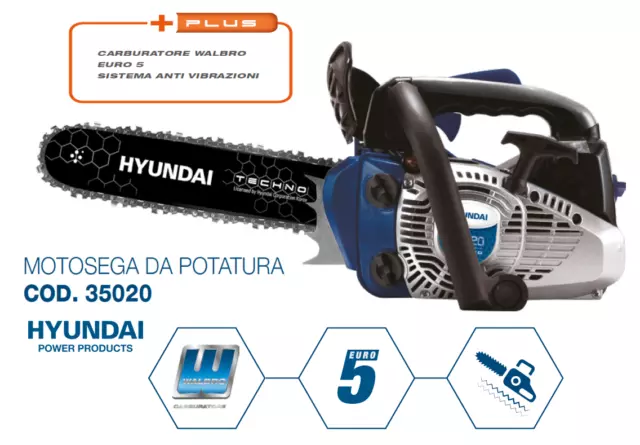 Motosega Da Potatura A Scoppio Pota Hyundai 35020 2T Barra 25 Cm 25,4 cc