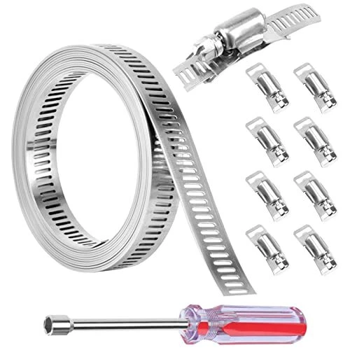 Collier de Serrage en Acier Inoxydable, Collier à Vis sans Fin en Acier avec Cli