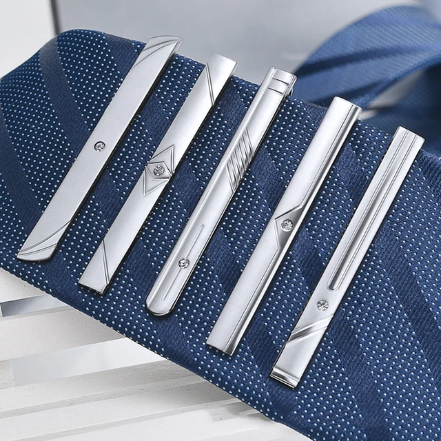 Set 6 Fermacravatta Uomo In Acciaio Inox - Argento, 5cm, Per Matrimoni E Ufficio - Foto 9