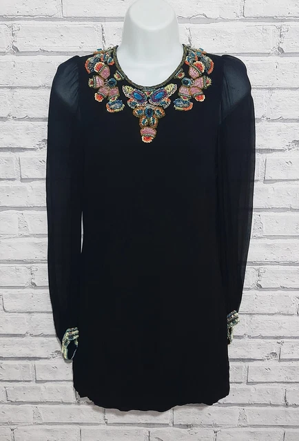 french connection bex beaded dress French Connection Beaded Silk Dress Size Medium8-10