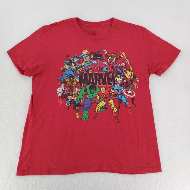 Marvel Comics Superhero Mens Shirt Extra Large Red XL Group Shot Disney Store