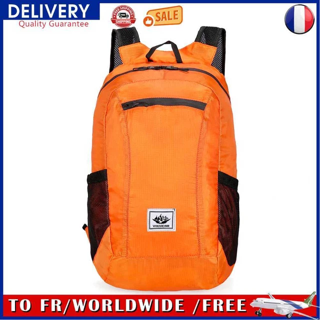 20L Large Waterproof Folding Climbing Backpack Bag Travel Rucksack (Orange)