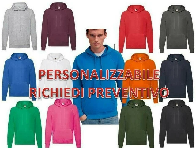 Felpa Leggera Cotone Non garzato Da Uomo Con Cappuccio Fruit of the loom Maglia
