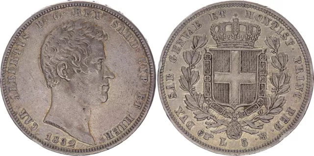 Italien-Sardinien 5 Lire 1832 Carlo Alberto 1831-1849