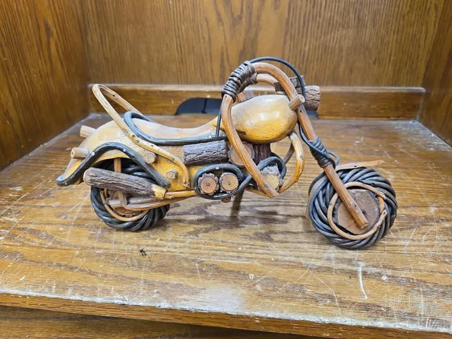 Custom Detailed Handcrafted Wooden Art Model Harley Davidson Motorcycle