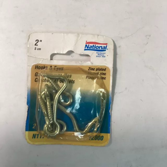 National Hardware N117-911 V2000 Hook & Eye, 2", Zinc Plated