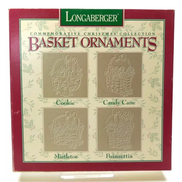 Christmas Collection Basket Ornaments Longaberger Commemorative 1985-1988 Pewter