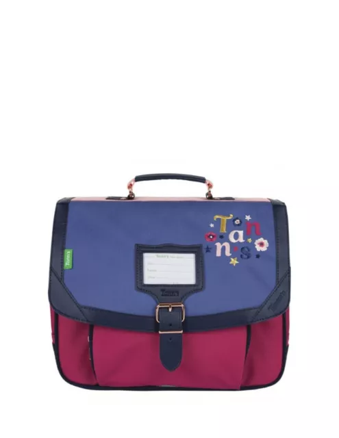 Cartable 35 Tann's Broderie Olivia Ref 57294 Bleu et Rose 35*27*14.5 cm Neuf