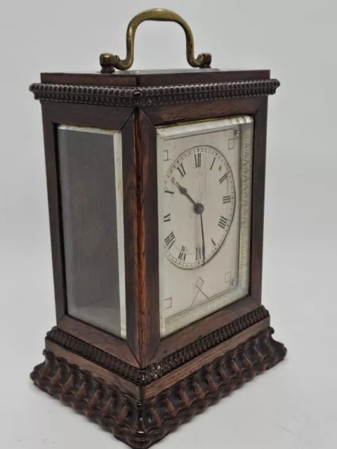 Antique Working 19th C. French Victorian Mahogany Cased 8 Day Carriage Clock 3