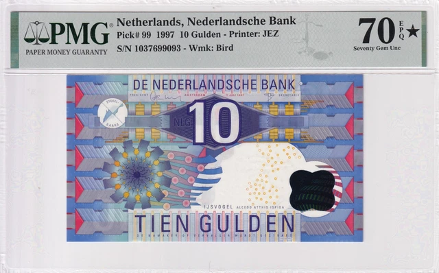 Netherlands 10 Gulden 1997 PMG 70 EPQ