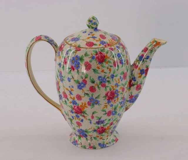 Royal Winton Old Cottage Chintz Coffee/Tea Pot Vintage English Porcelain c1941+