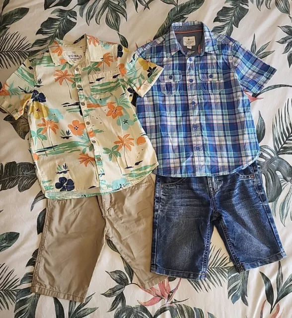 Boys Summer Shirt Shorts Bundle Fat Face Ted Baker M&S Age 6-7