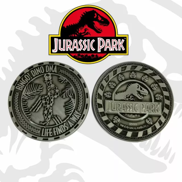 Jurassic Park DNA Collectable Silver Coin Fanattik Limited Collectors Game Gift