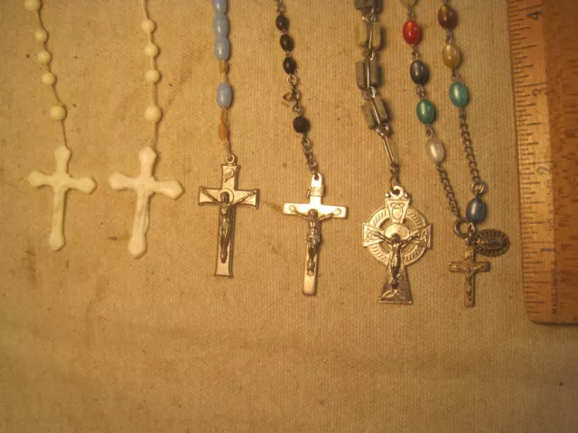 vintage rosary lot rosaries Christian Christ Jesus Crucifix cross x INRI ERIN
