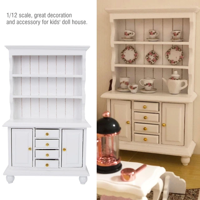 (white)Mxtech Mini Dollhouse Cabinet Exquisite Doll House Accessories Easy To