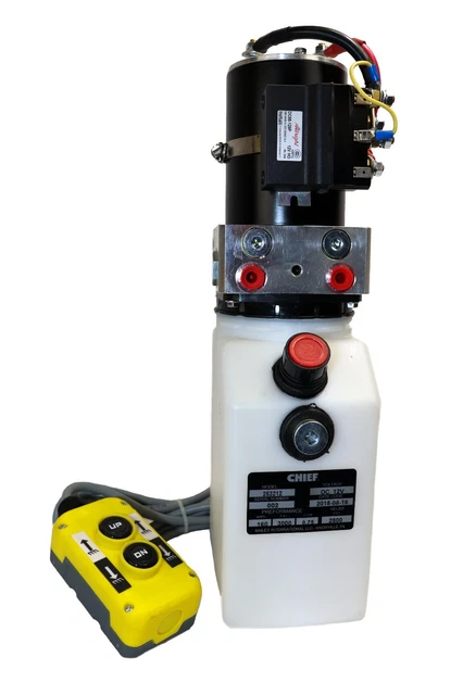 Chief Compact Hydraulic Power Unit (12VDC, Double Acting): SAE 4 ports, 2800 PSI