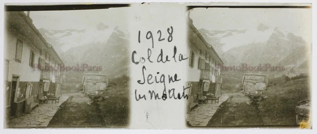 FRANCE Col de la Signe Montagne 1928 Photo Stereo Glass Plate Vintage 2
