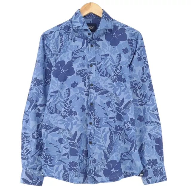 Joop! Vaqueros Floral Azul Camisa de Manga Larga Hombre Talla S PEQUEÑA