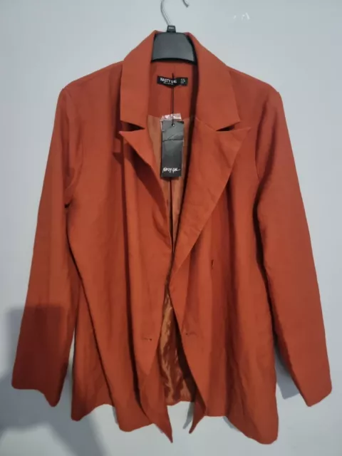 Nasty Gal Business As Usual Oversized Double Breasted Blazer Rust Size 10