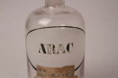 Apotheker Flasche Glas Arac Cytarabin antik Deckelflasche Gefäß 14 cm Medizin 2