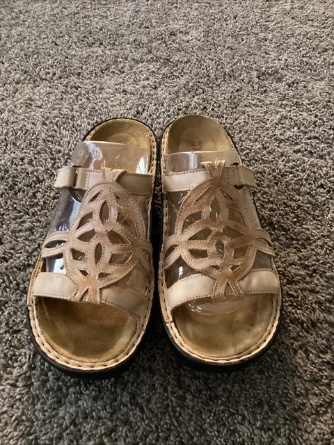 Womens NAOT Leather Sandal Slide Shoe Tan EU 41 US L10 Adjustable  Strap Wedge