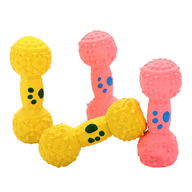 4 Pcs Rubber Squeaky Dog Toys Latex Rubber Dog Toys Chew Toys Small Dogs Barbell