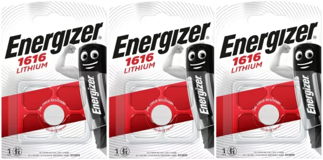 3x Energizer CR1616-C1 Litihium 3V Coin Cell CR 1616 Batteries (3 Batteries)