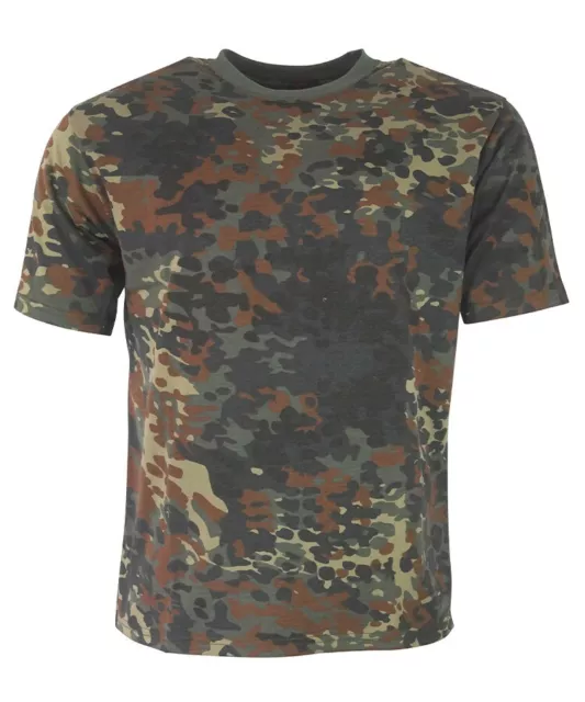 Mens Military Style German Flecktarn Camouflage T Shirt Army Combat Hunting Top