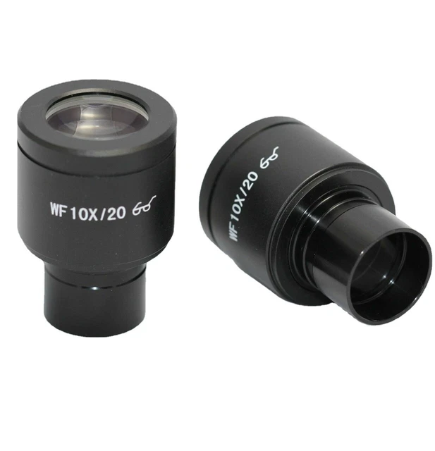 2 PCS WF10X 20mm Eye Guards High Eyepoint Biological Microscope Eyepiece 23.2mm