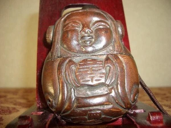 Japanese Wooden Inro Girl From Japan