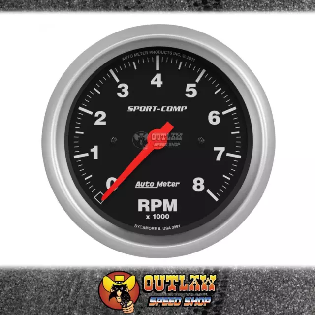 Autometer Tachometer 3-3/8" In Dash 8000 Rpm 4/6/8 Cylinder - Au3991