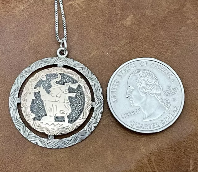 VTG HENCHO GUATEMALA 900 Coin Silver 10K Gold Ancient Warrior Pendant ...
