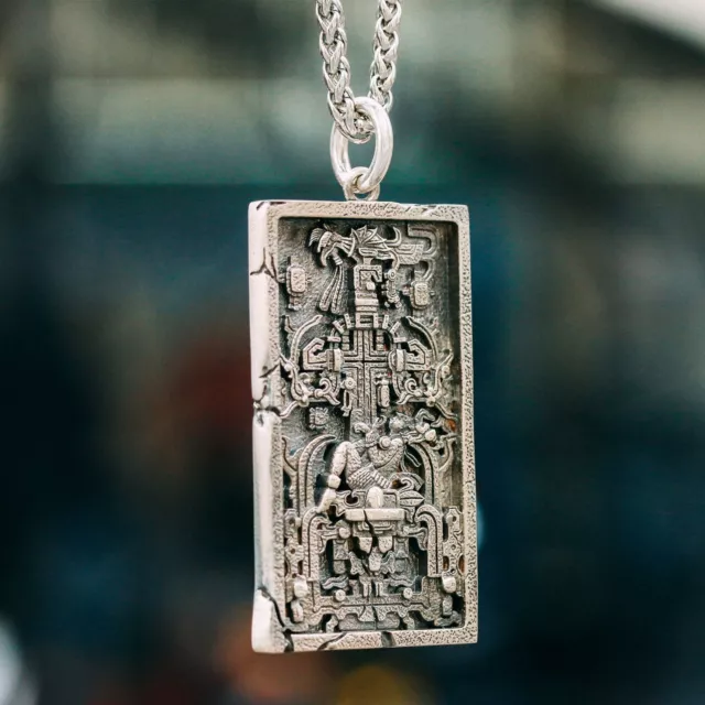 Mayan rocket Pendant. 925 silver necklace. Handmade necklace, Gifts for him. 2