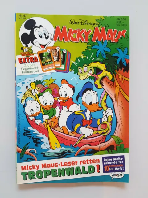 Micky Maus Comicheft  Nr.47 1991 mit Beilage und Sammelkarten