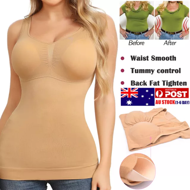 Women Built in Bra Camisole Shaping Body Shaper Tummy Control Tank Top Underwear