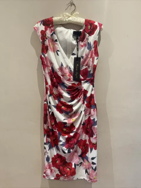 PHASE EIGHT PURPLE GREEN Floral butterfly Print Dress UK 12 EU