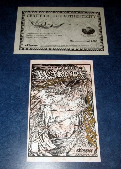 WARCRY #1 SDCC ASHCAN 1995 signed COA EXTREME STUDIOS RARE DAN MIKI only 2000